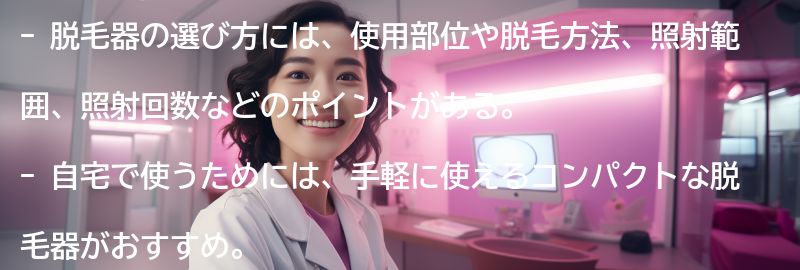 脱毛器の選び方のポイントの要点まとめ