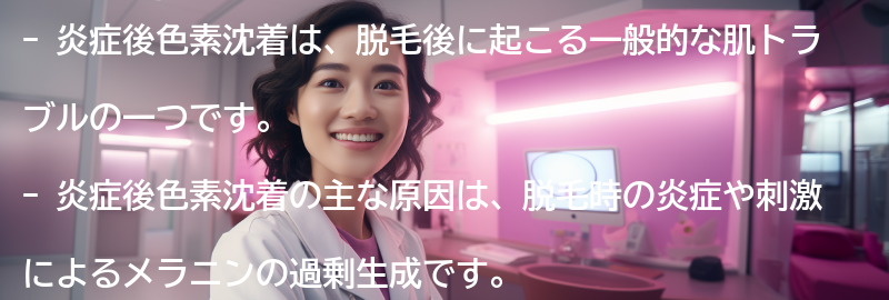 脱毛後の肌トラブルの一つ、炎症後色素沈着の原因とは？の要点まとめ