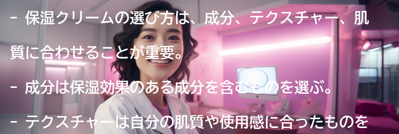 保湿クリームの選び方の要点まとめ