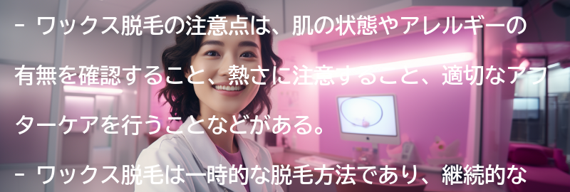 ワックス脱毛の注意点の要点まとめ