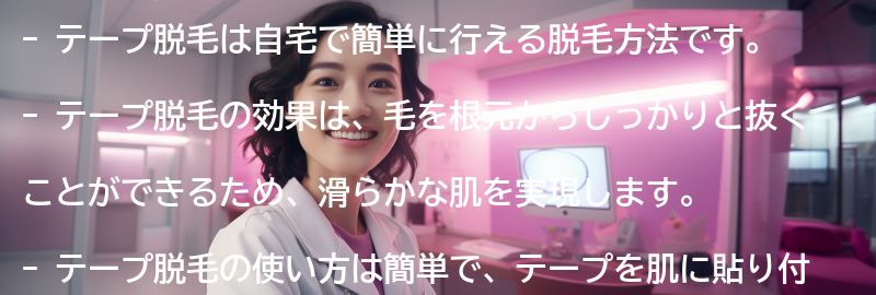 テープ脱毛の効果とは？の要点まとめ