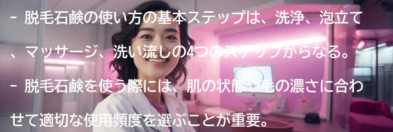 脱毛石鹸の使い方の基本ステップの要点まとめ