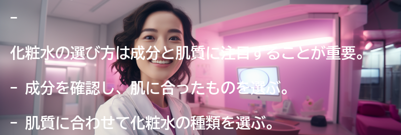 化粧水の選び方：成分や肌質に注目しようの要点まとめ