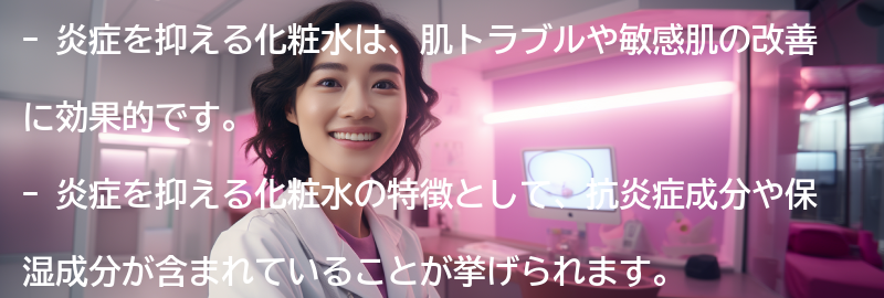 炎症を抑える化粧水の特徴とは？の要点まとめ