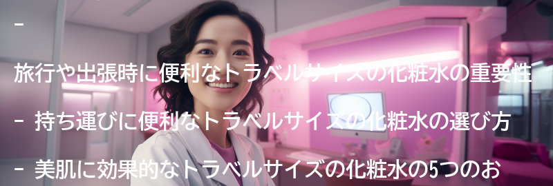 持ち運びに便利なトラベルサイズの化粧水の要点まとめ