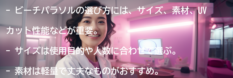 ビーチパラソルの選び方の要点まとめ