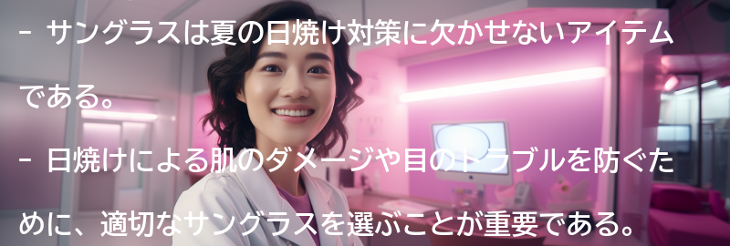 サングラスの重要性と日焼けのリスクの要点まとめ