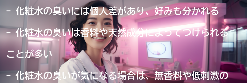 化粧水の臭いについての疑問に答えるの要点まとめ
