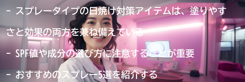 スプレータイプの日焼け対策アイテムの選び方の要点まとめ