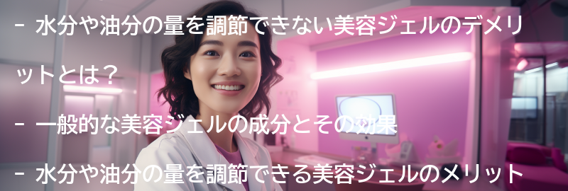水分や油分の量を調節できない美容ジェルのデメリットとは？の要点まとめ