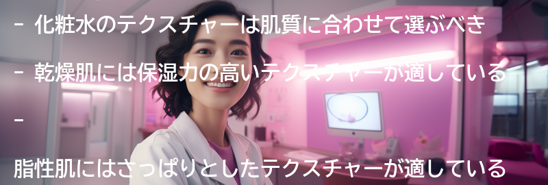 化粧水のテクスチャーと肌質の関係の要点まとめ