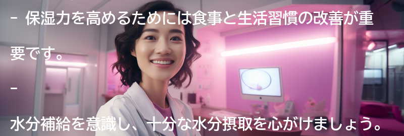 保湿力を高めるための食事と生活習慣の改善方法の要点まとめ