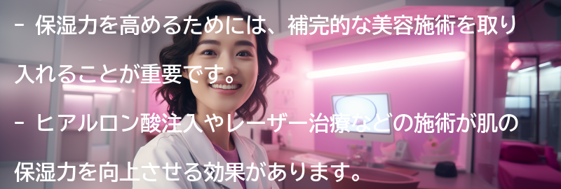 保湿力を高めるための補完的な美容施術の紹介の要点まとめ