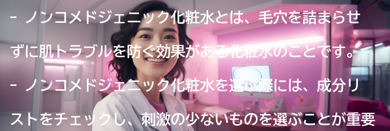 ノンコメドジェニック化粧水の選び方の要点まとめ