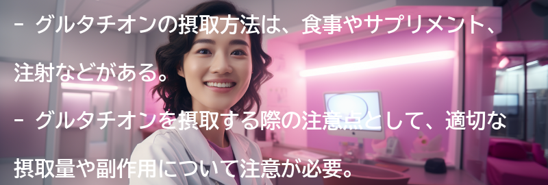 グルタチオンの摂取方法と注意点の要点まとめ