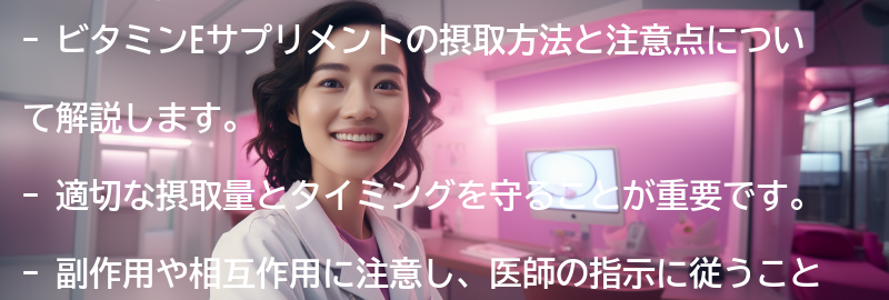 ビタミンEサプリメントの摂取方法と注意点の要点まとめ