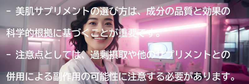 美肌サプリメントの選び方と注意点の要点まとめ