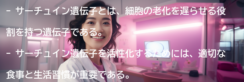 サーチュイン遺伝子を活性化するための食事と生活習慣の要点まとめ