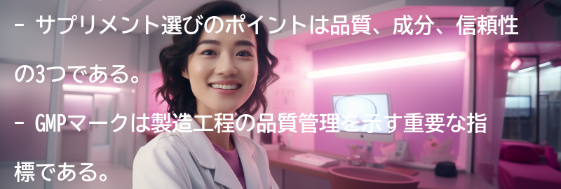 サプリメント選びのポイントの要点まとめ