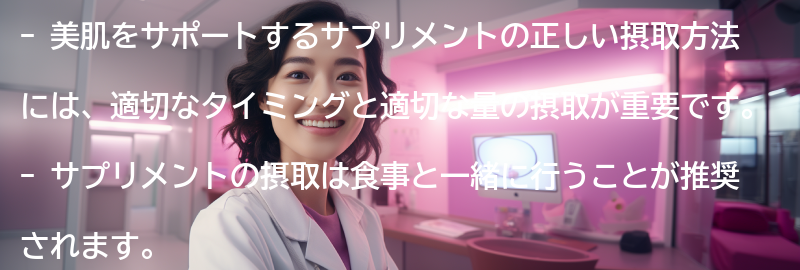 美肌をサポートするサプリメントの正しい摂取方法の要点まとめ