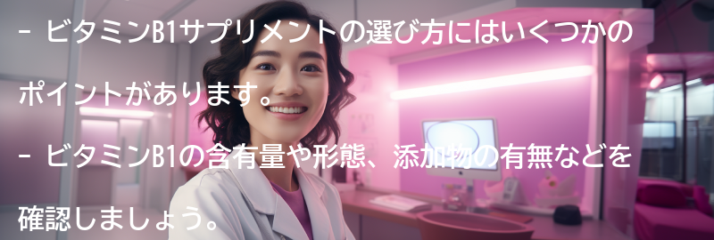 ビタミンB1サプリメントの選び方の要点まとめ