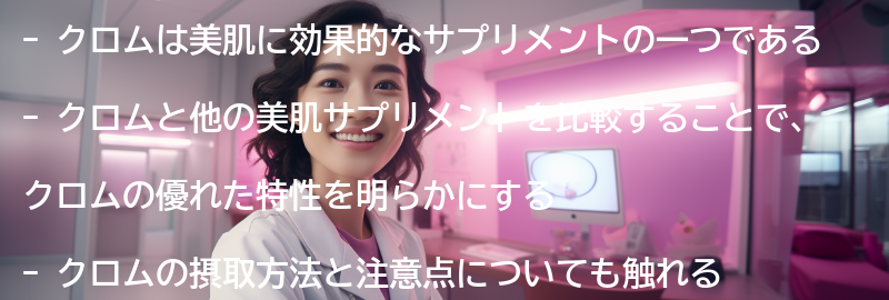 クロムと他の美肌サプリメントの比較の要点まとめ