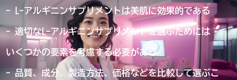 美肌を手に入れるためのL-アルギニンサプリメントの選び方の要点まとめ