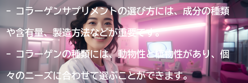 コラーゲンサプリメントの選び方の要点まとめ